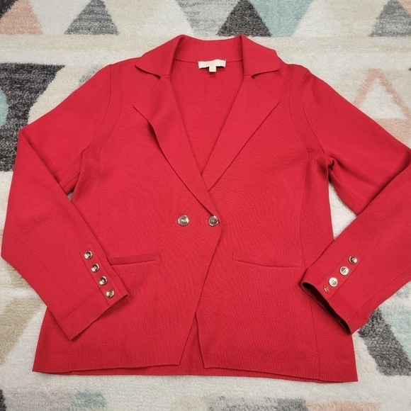 Etcetera Red Knit Sweater Jacket Blazer Size Large - Picture 2 of 9